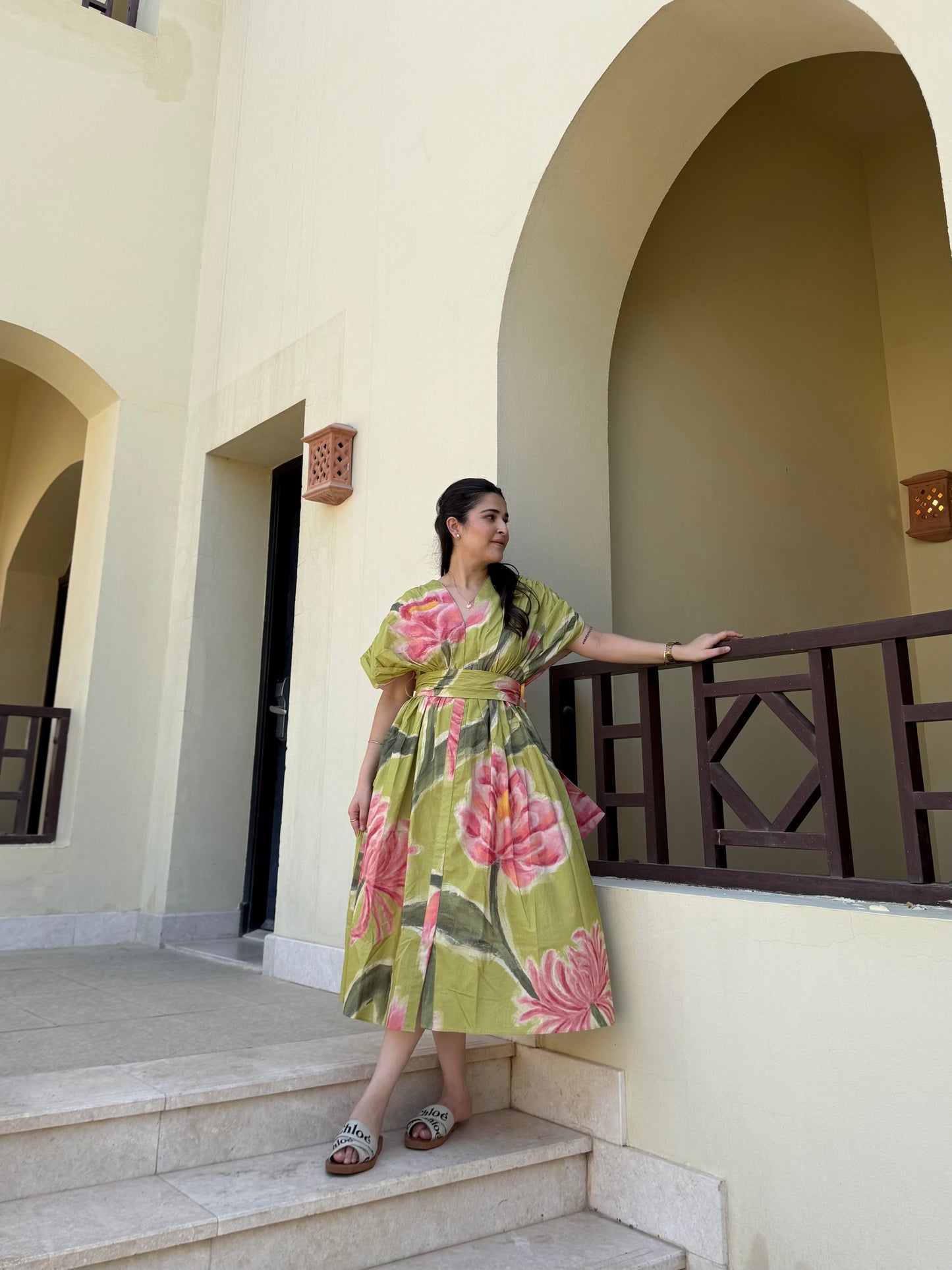 Juno Dress in Tuscan Olive Print