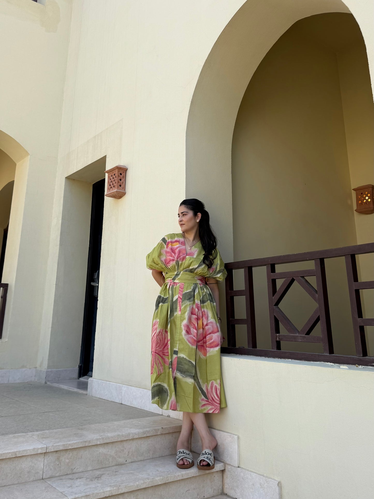 Juno Dress in Tuscan Olive Print