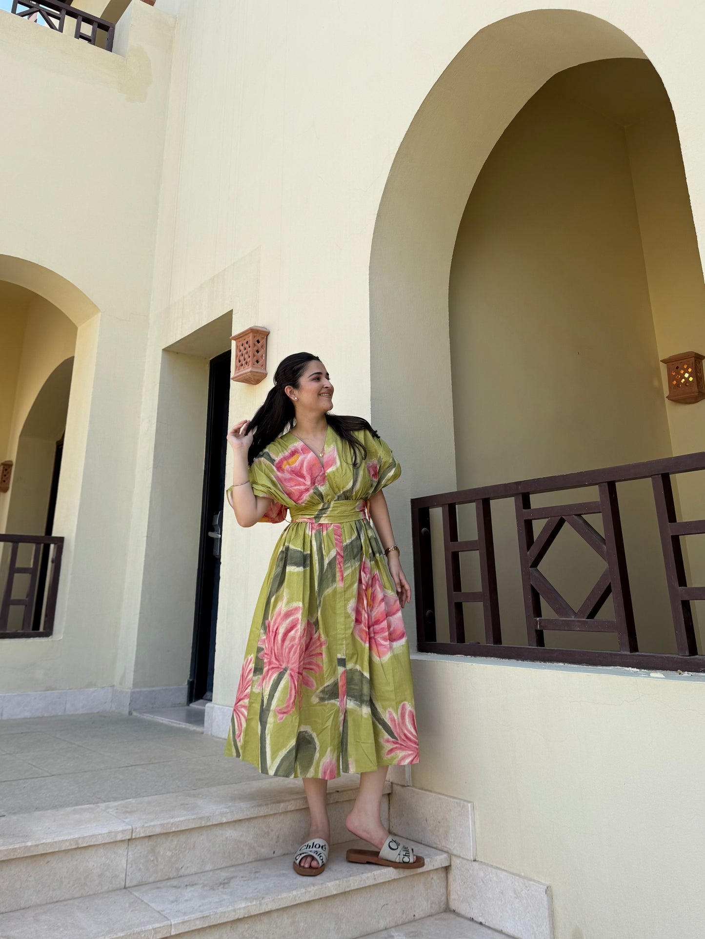 Juno Dress in Tuscan Olive Print
