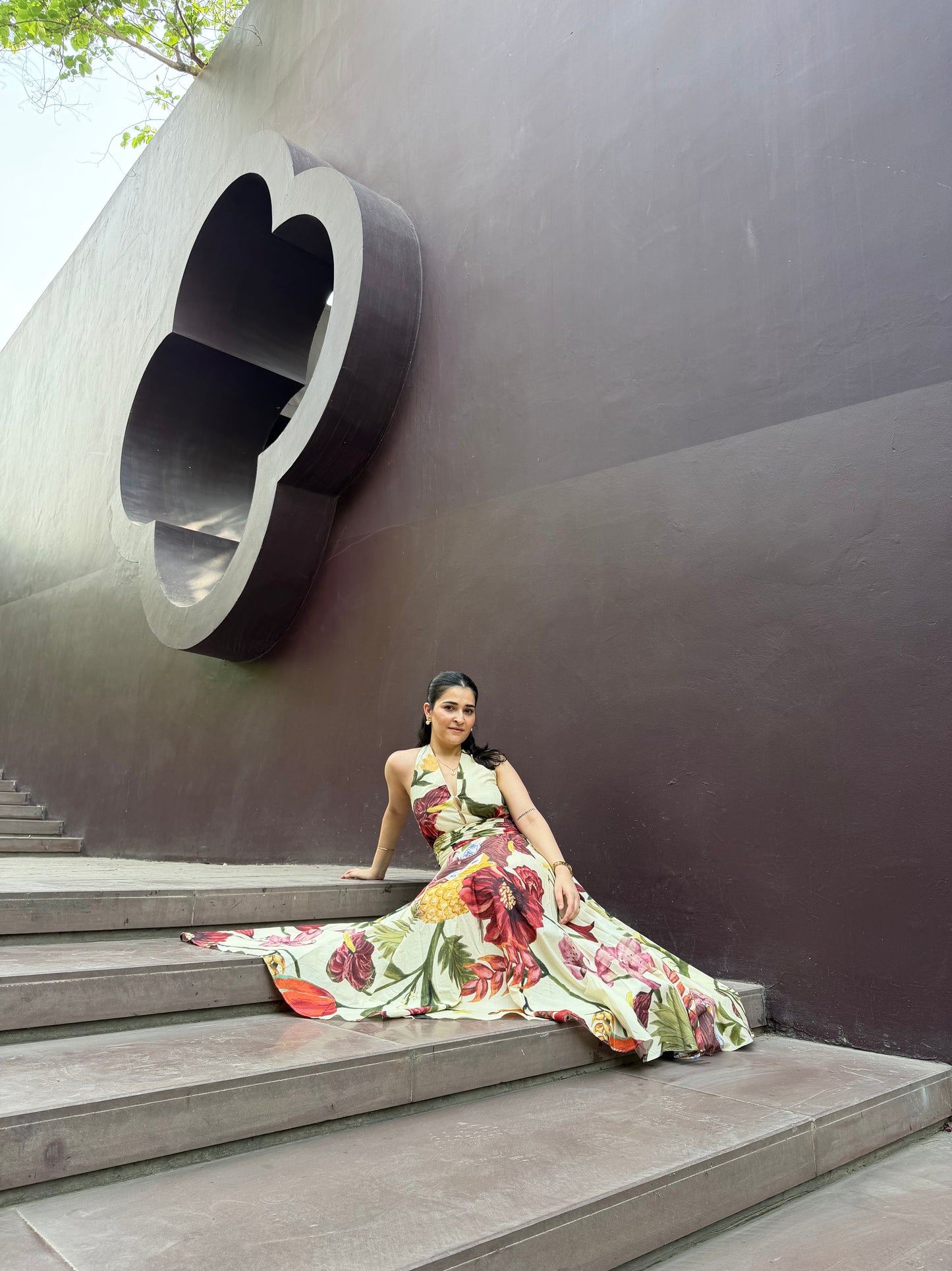 Selvara Dress in Sol Garden print (Sandstone)
