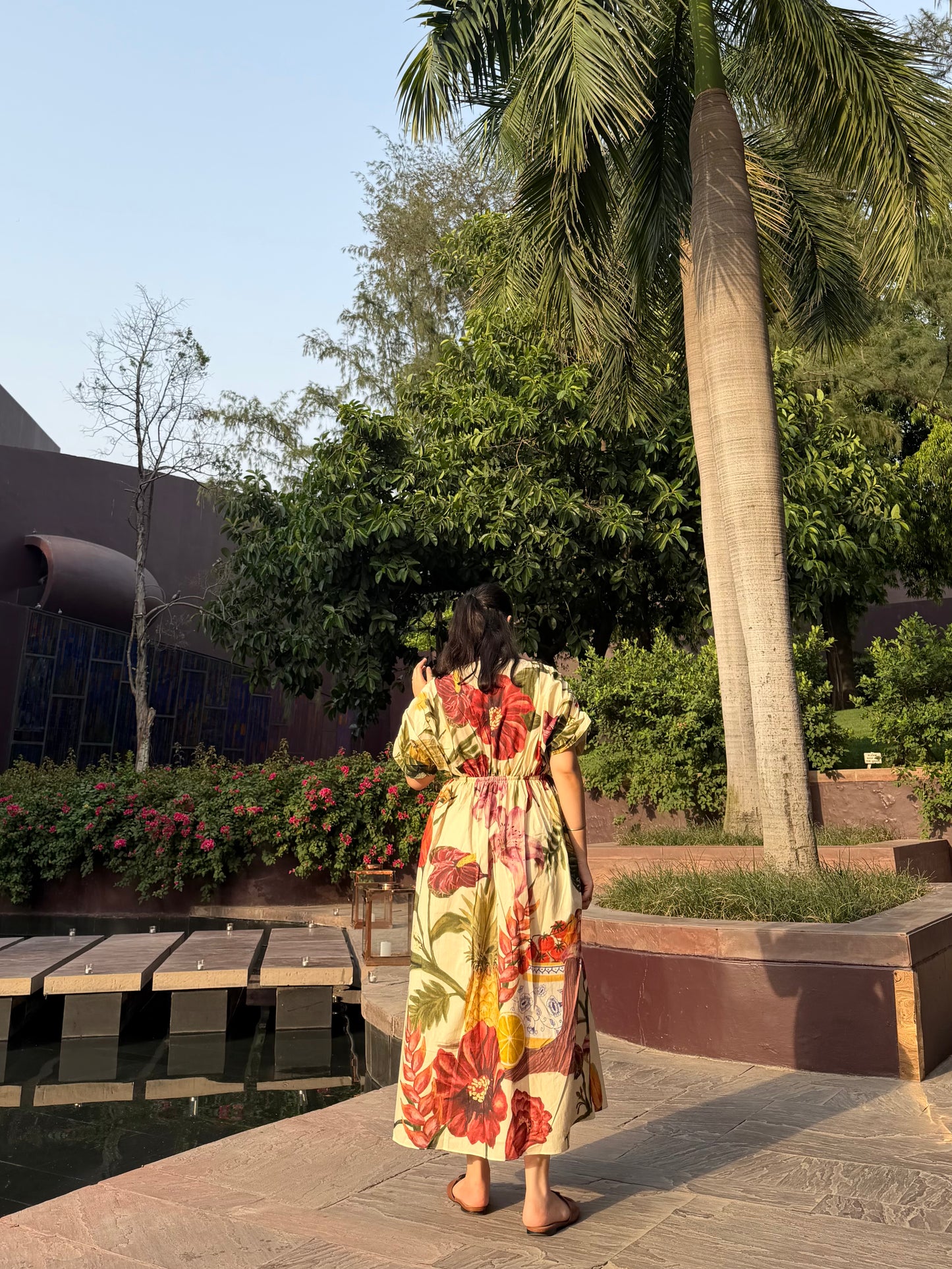 Nirvana Dress in Sol Garden print (Sandstone)