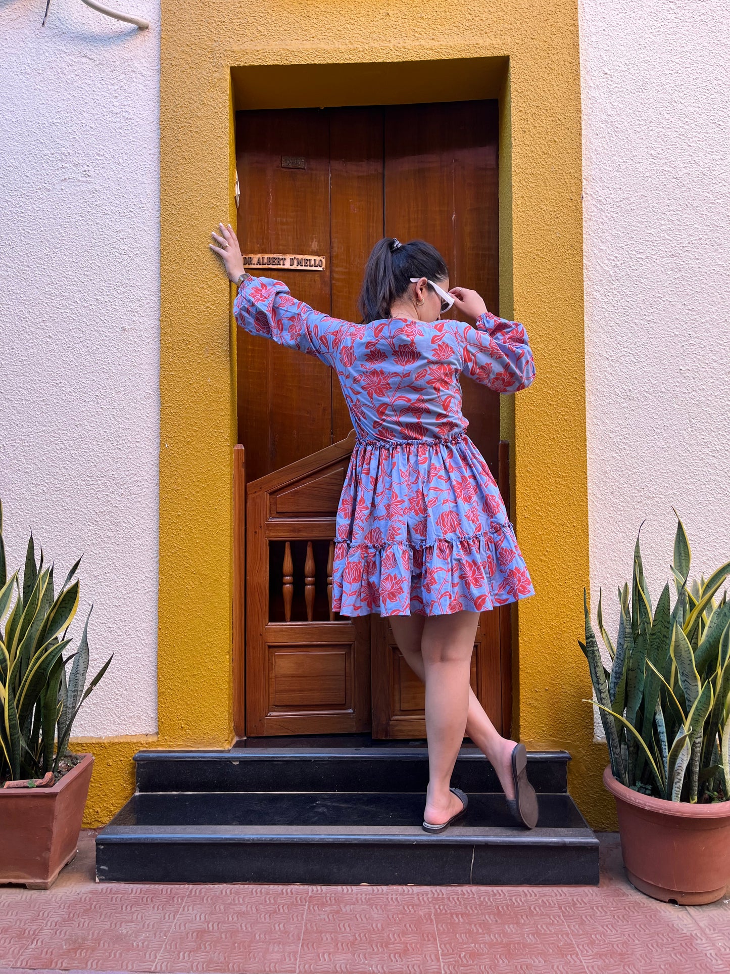 Beverly- Bloom Print In Blue & Orange