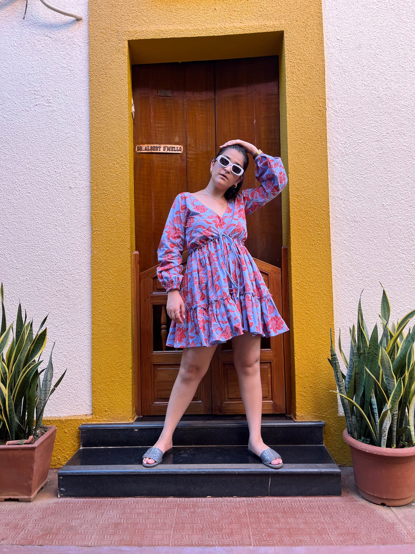 Beverly- Bloom Print In Blue & Orange
