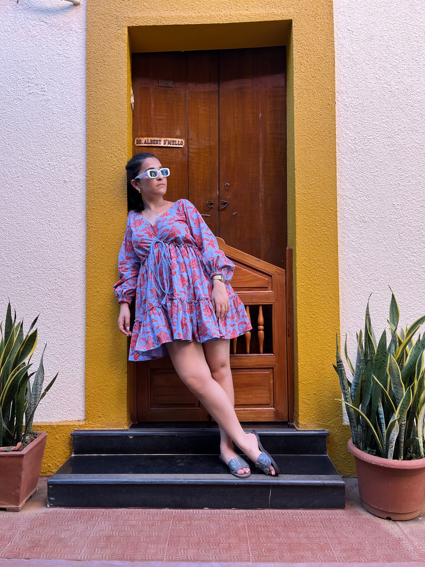 Beverly- Bloom Print In Blue & Orange
