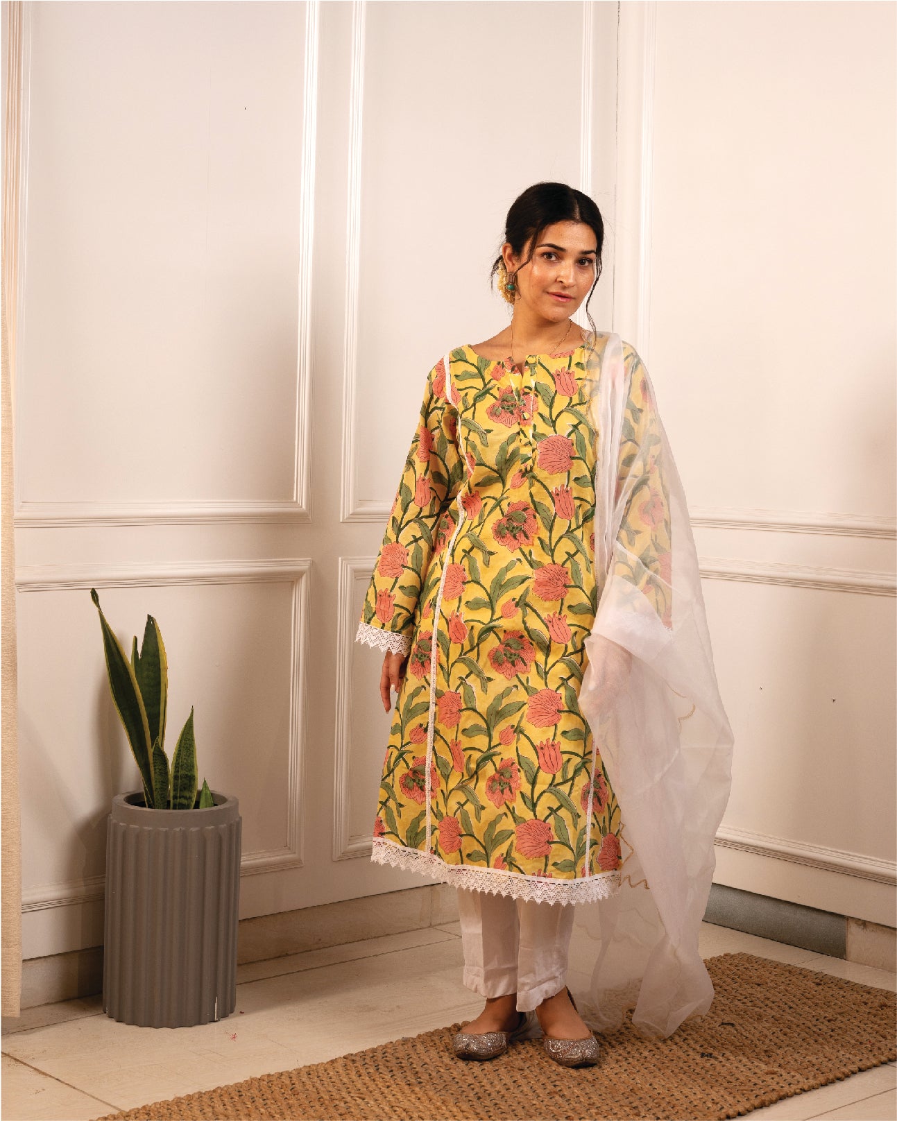 Hoor Kurta - Yellow Print