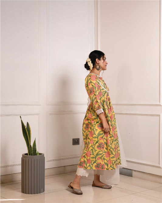 Fiza Kurta - Yellow Print