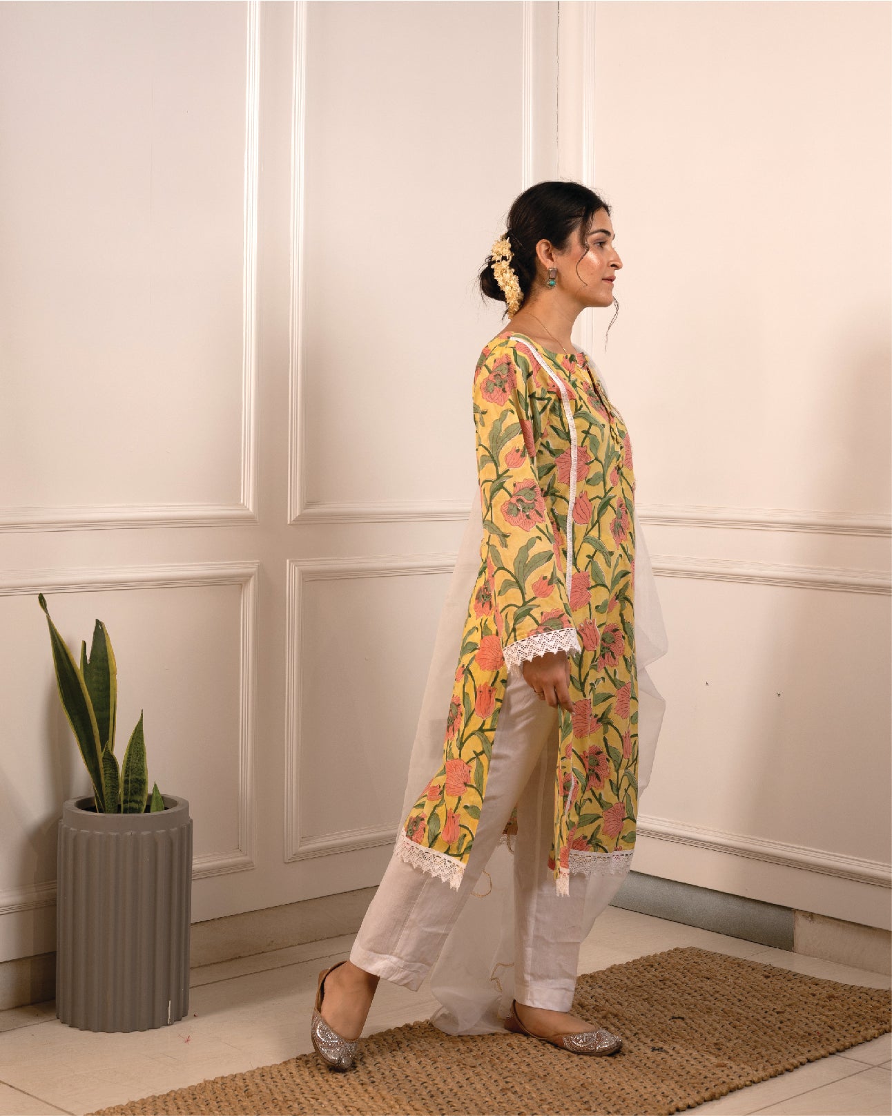 Hoor Kurta - Yellow Print