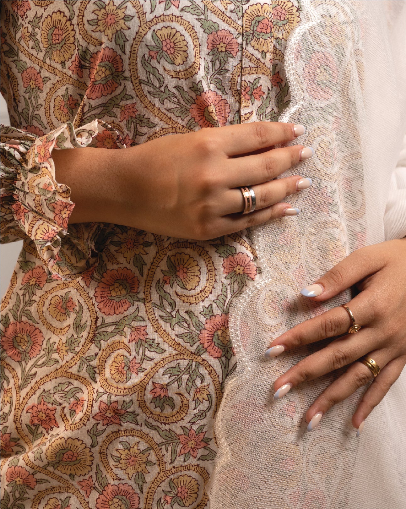 Dohr Kurta - White Print