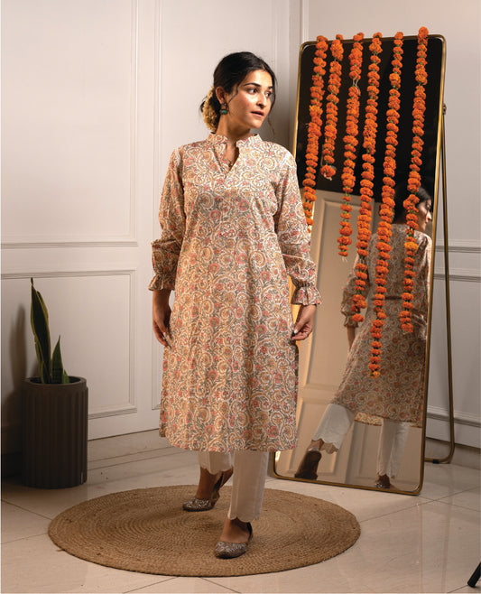 Dohr Kurta - White Print