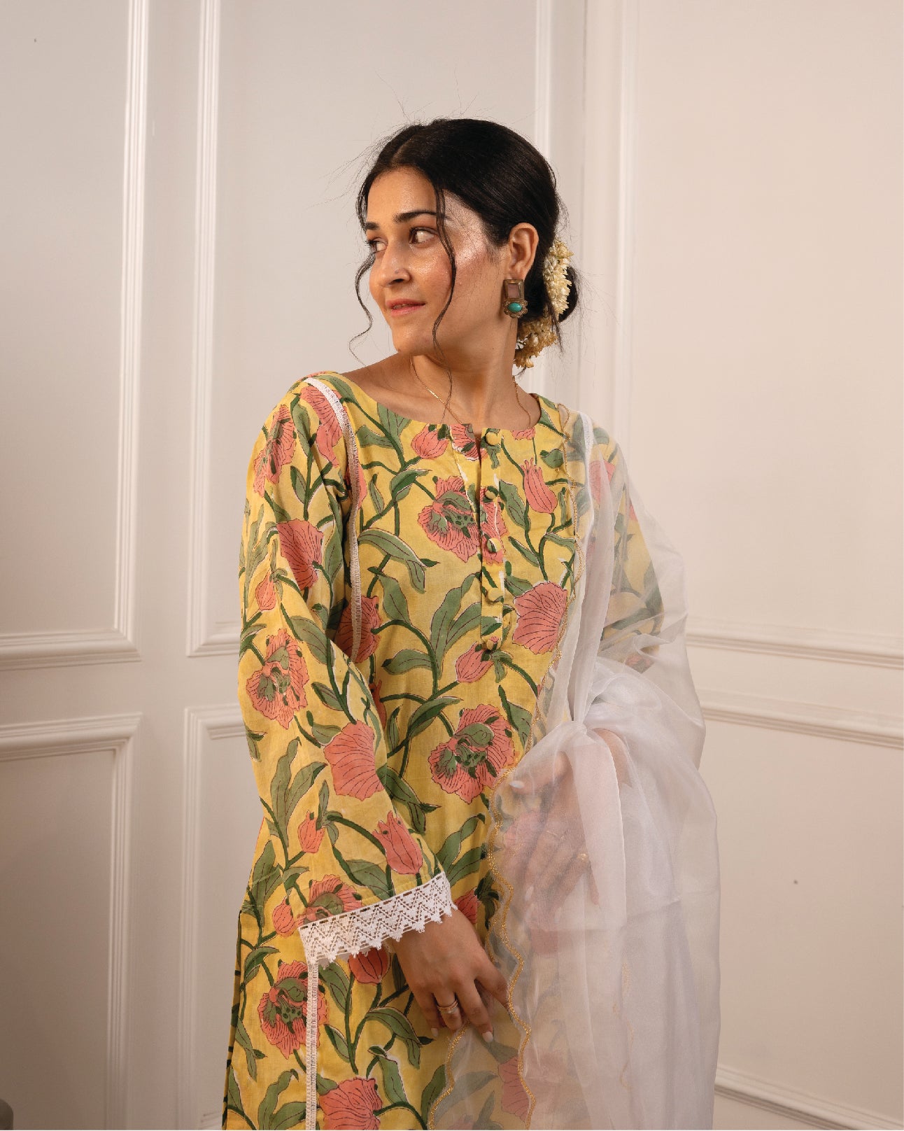 Hoor Kurta - Yellow Print
