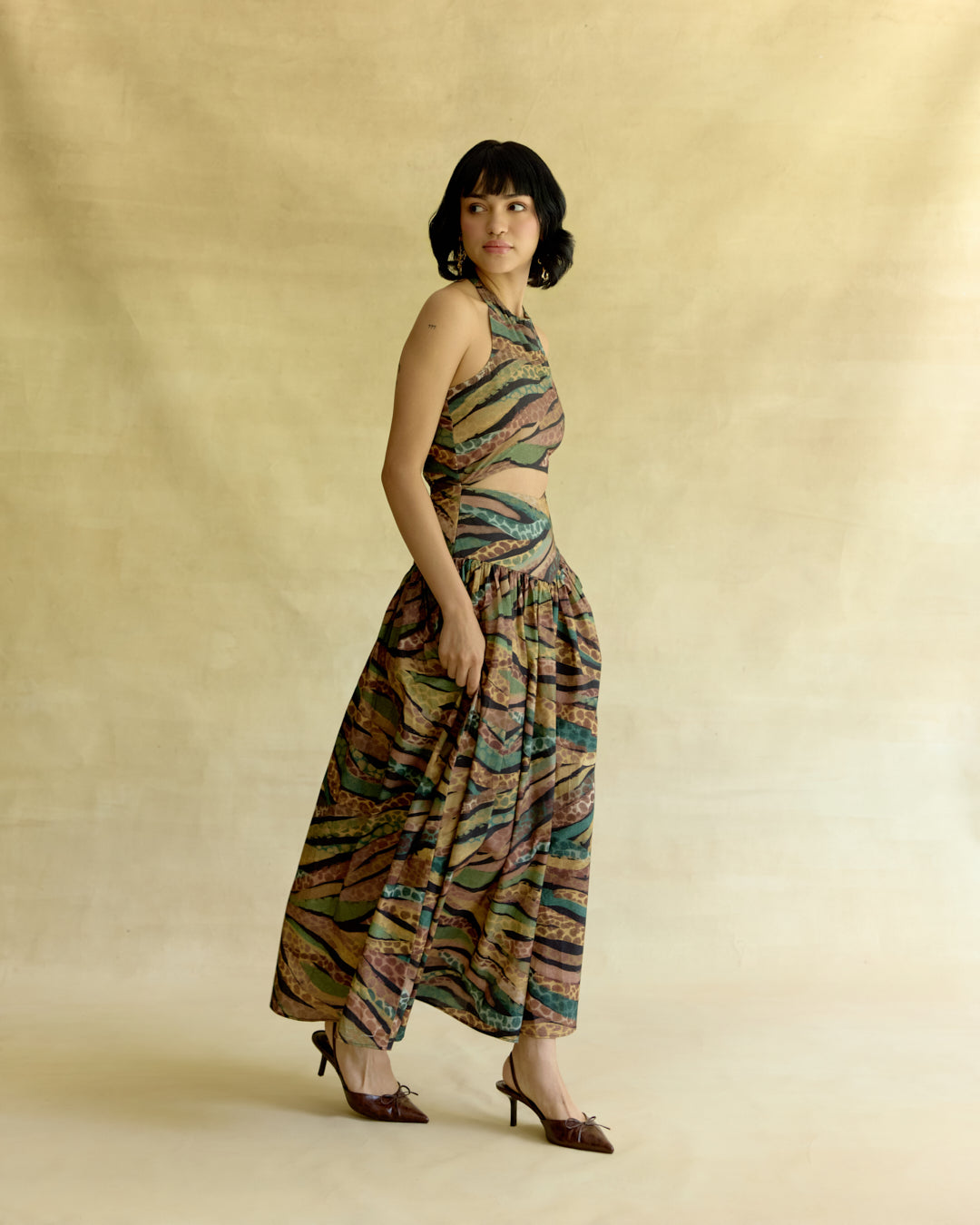 Wild Dusk Cut Out Flared Dress