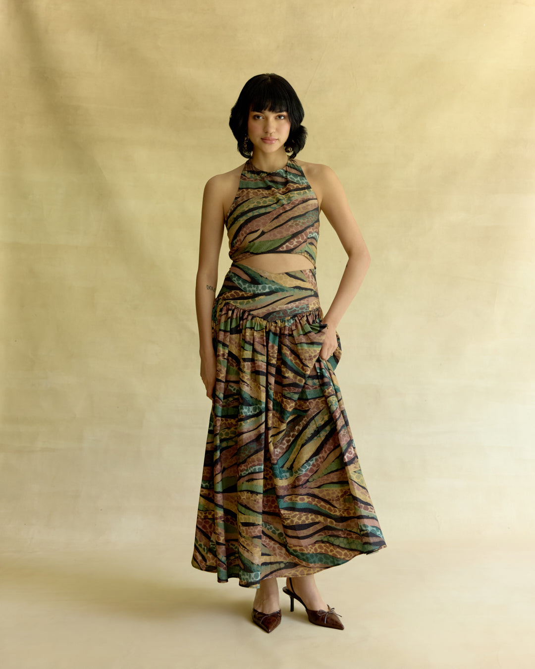 Wild Dusk Cut Out Flared Dress
