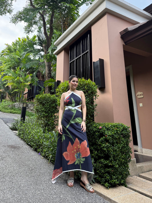 Aaleyah dress in Sorrento Bloom print (Endless Blue)