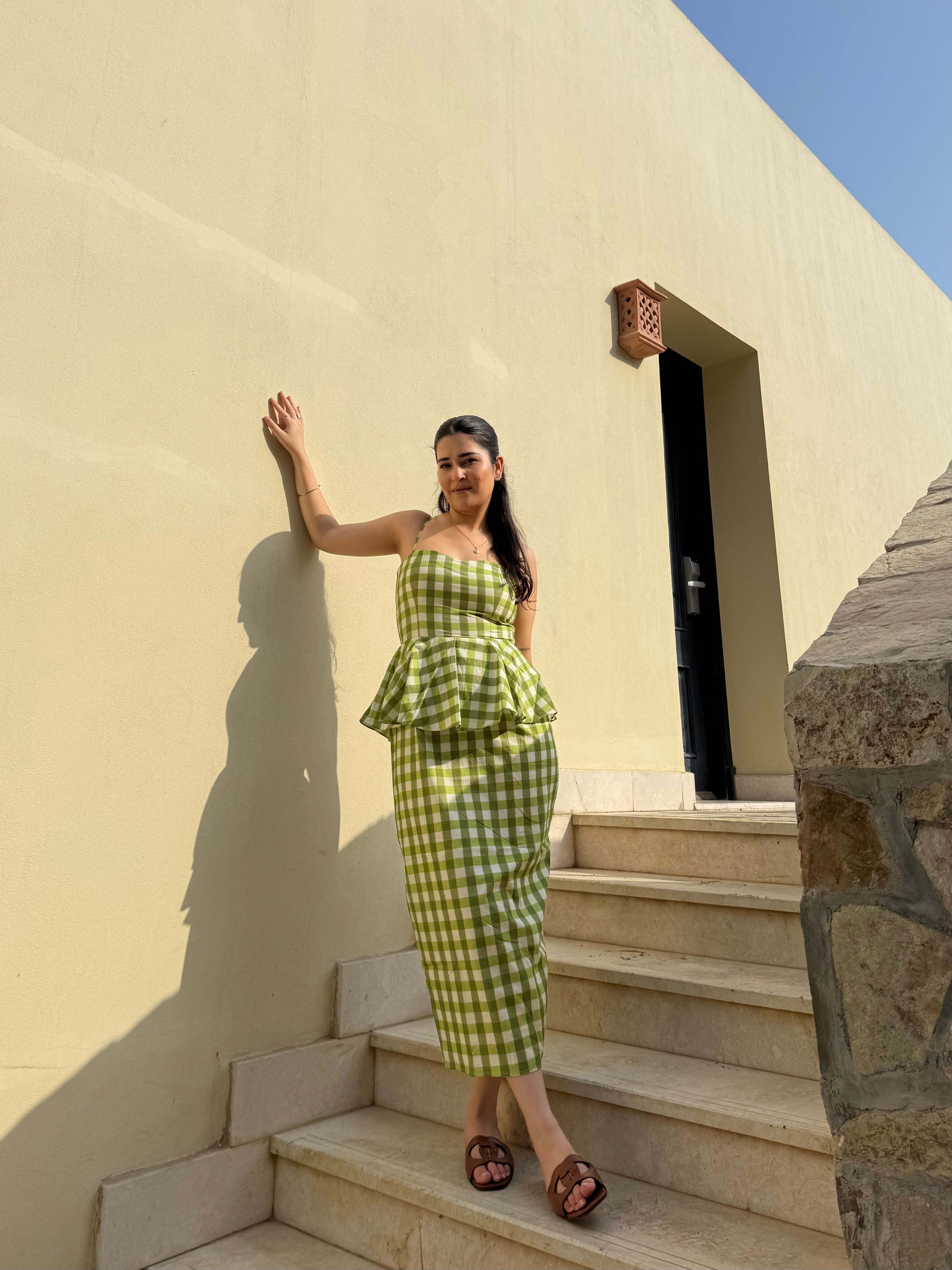 Amarina Dress in Pistachio Plaid Print – The Gaima Label