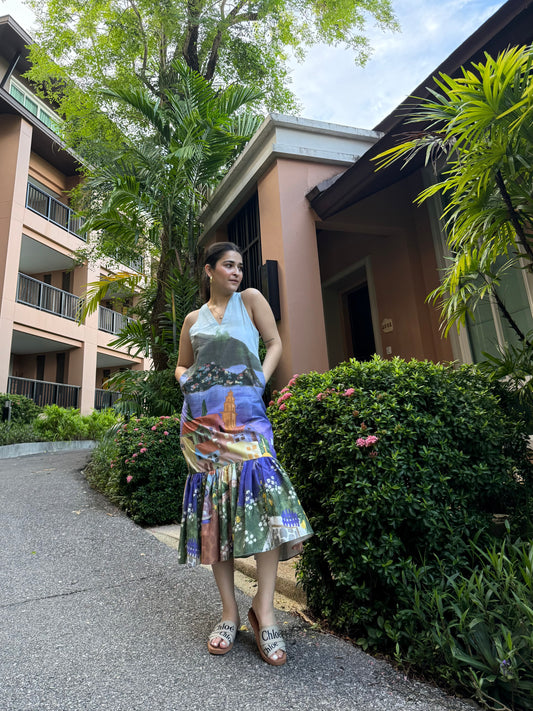 Alba dress in Coastal Serenade print