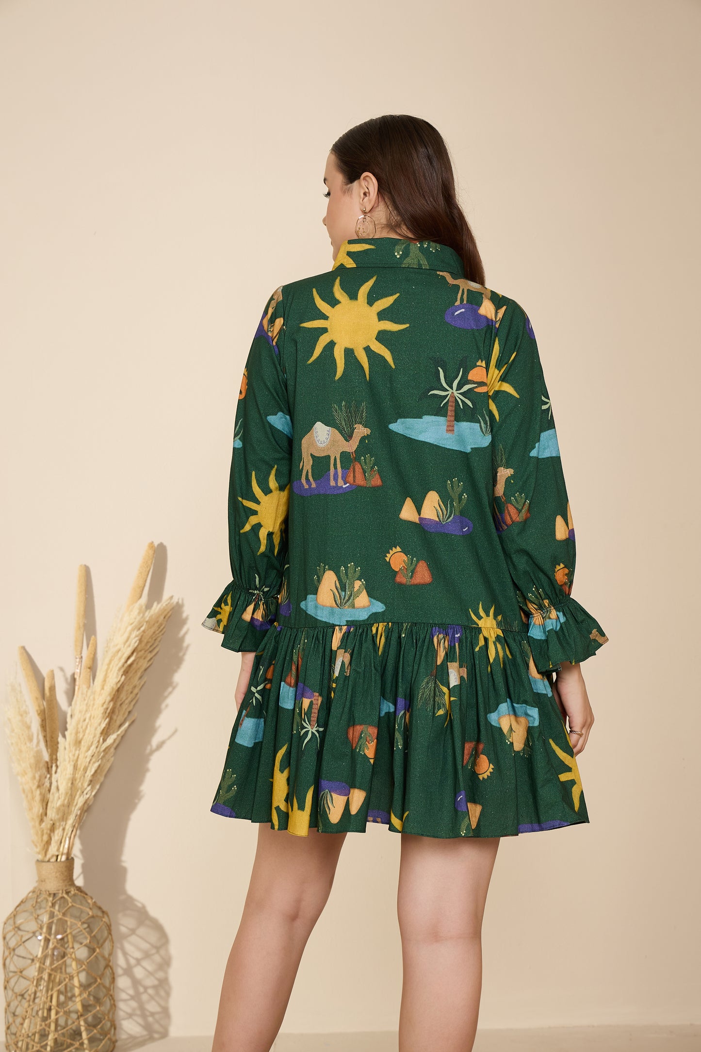 Autumn Dress in Hidden Spring Print (Green)