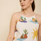 Ember Dress in Hidden Spring Print (White)