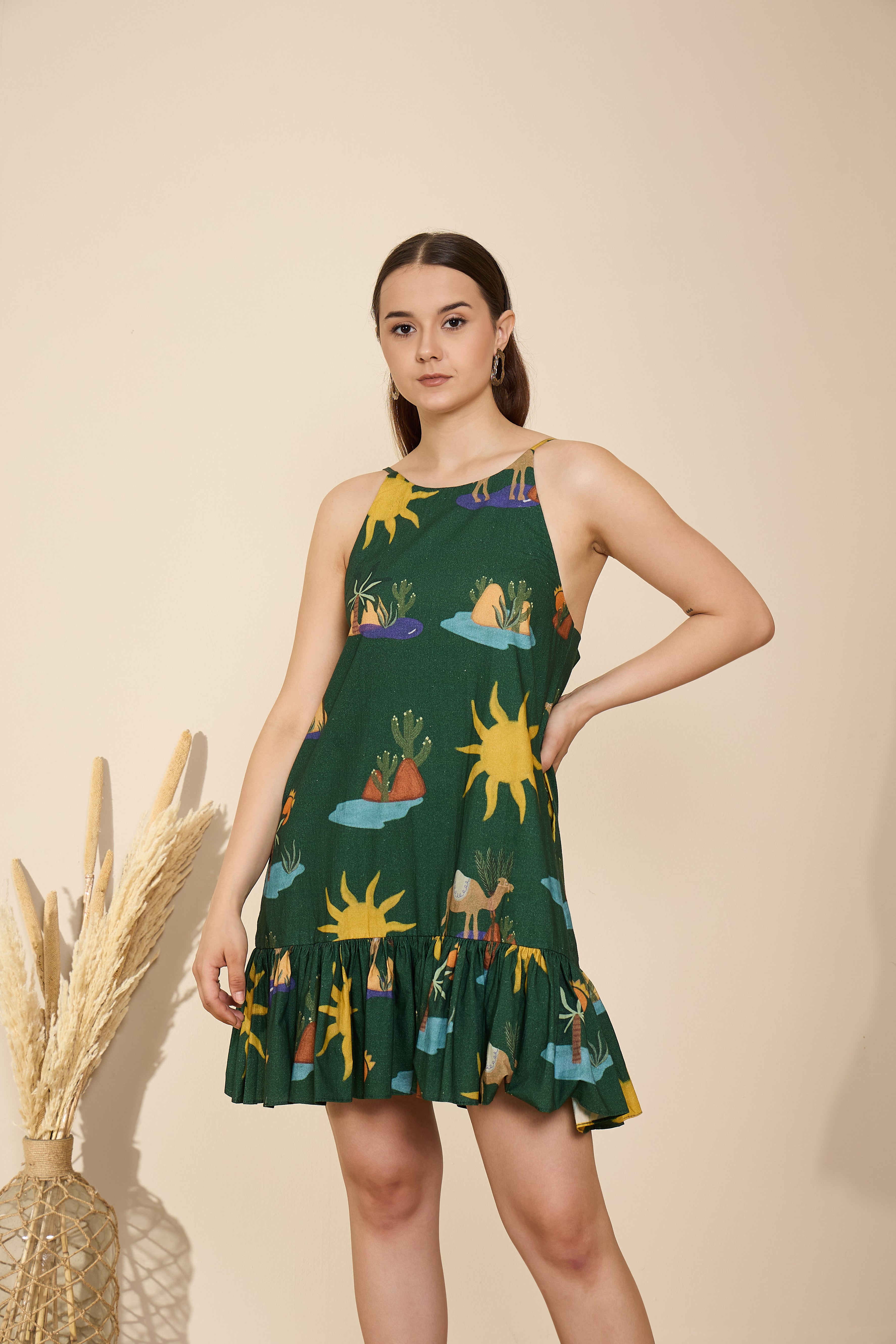Ember Dress in Hidden Spring Print (Green) – The Gaima Label