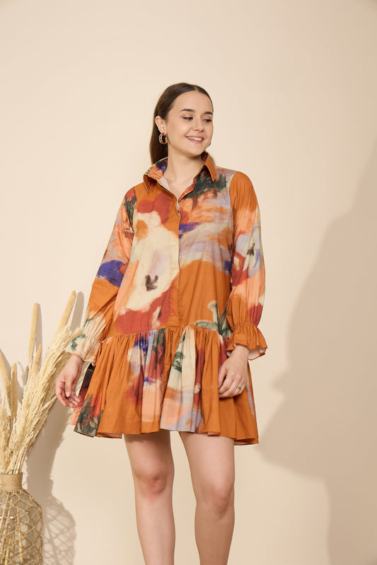 Autumn Dress in Mystic Lagoon Print