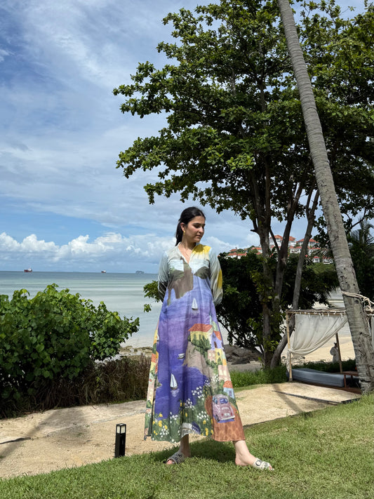 Dora dress in Coastal Serenade print