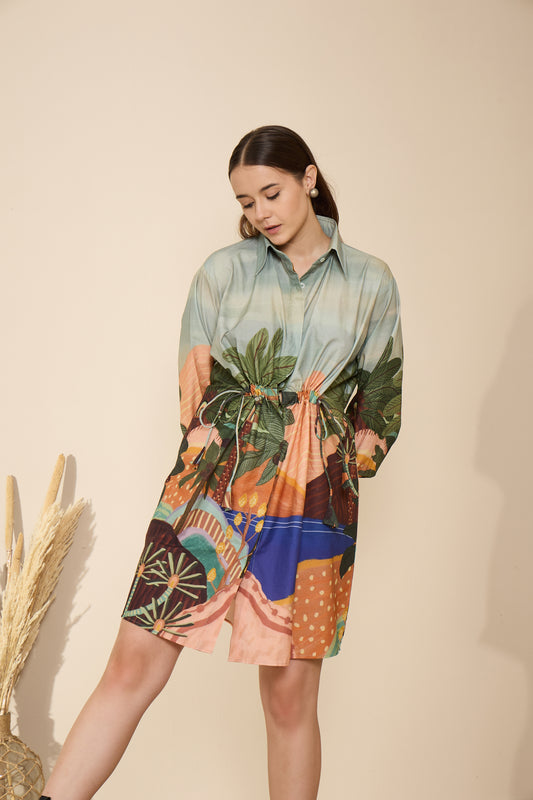 Sundown Shirt Dress in Desert Bloom Print