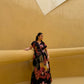 Bonita Dress in Sol Garden print (Midnight Black)