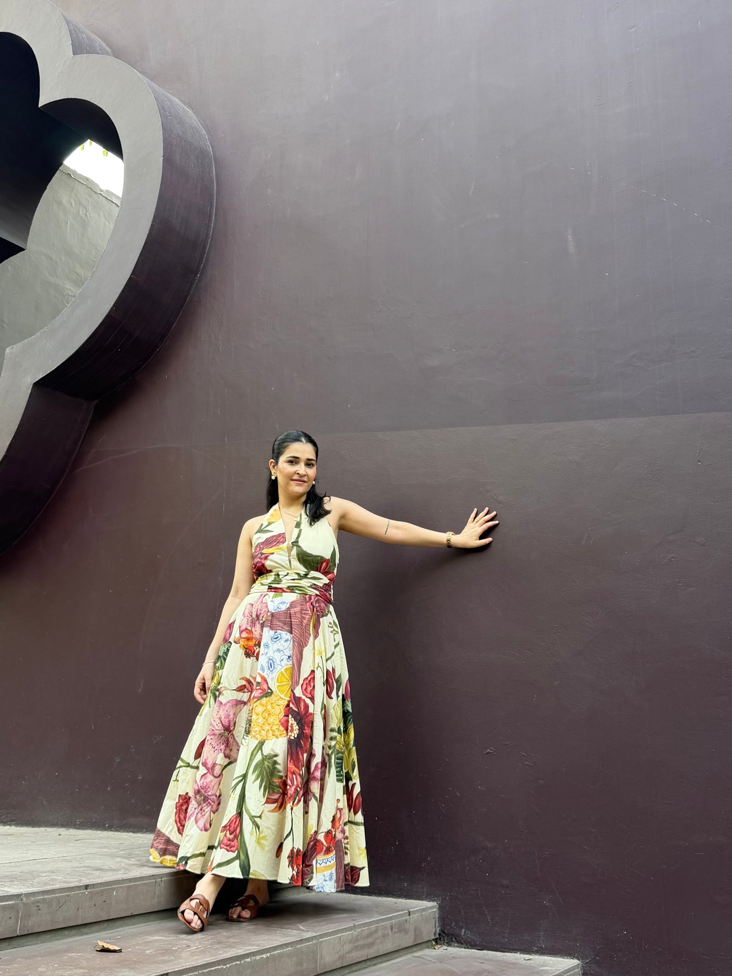 Selvara Dress in Sol Garden print (Sandstone)