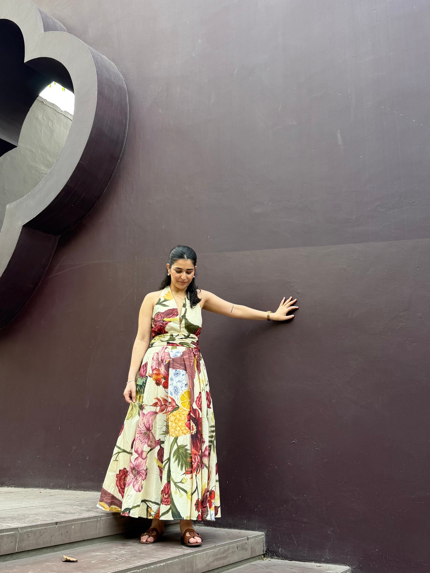 Selvara Dress in Sol Garden print (Sandstone)