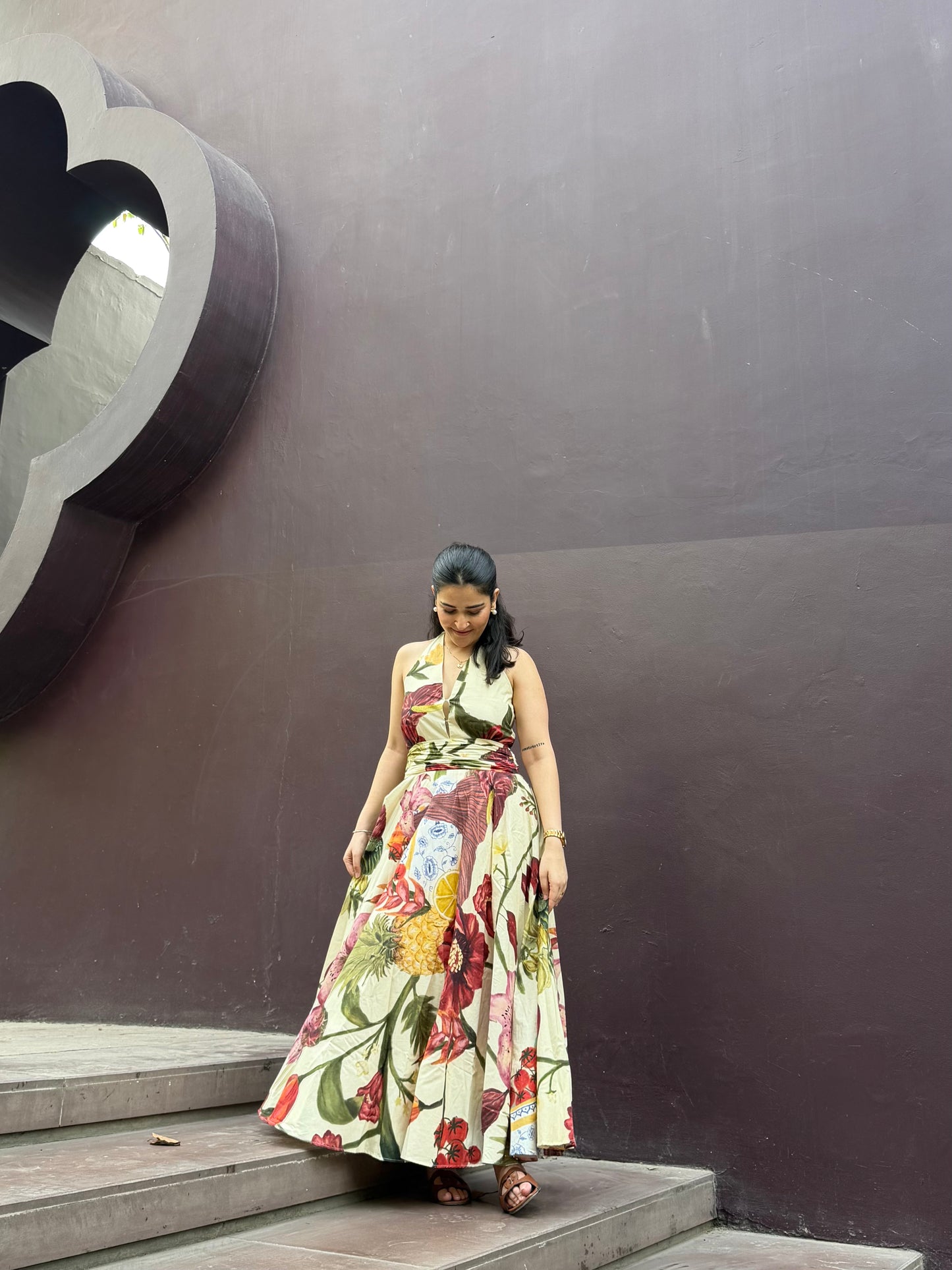 Selvara Dress in Sol Garden print (Sandstone)