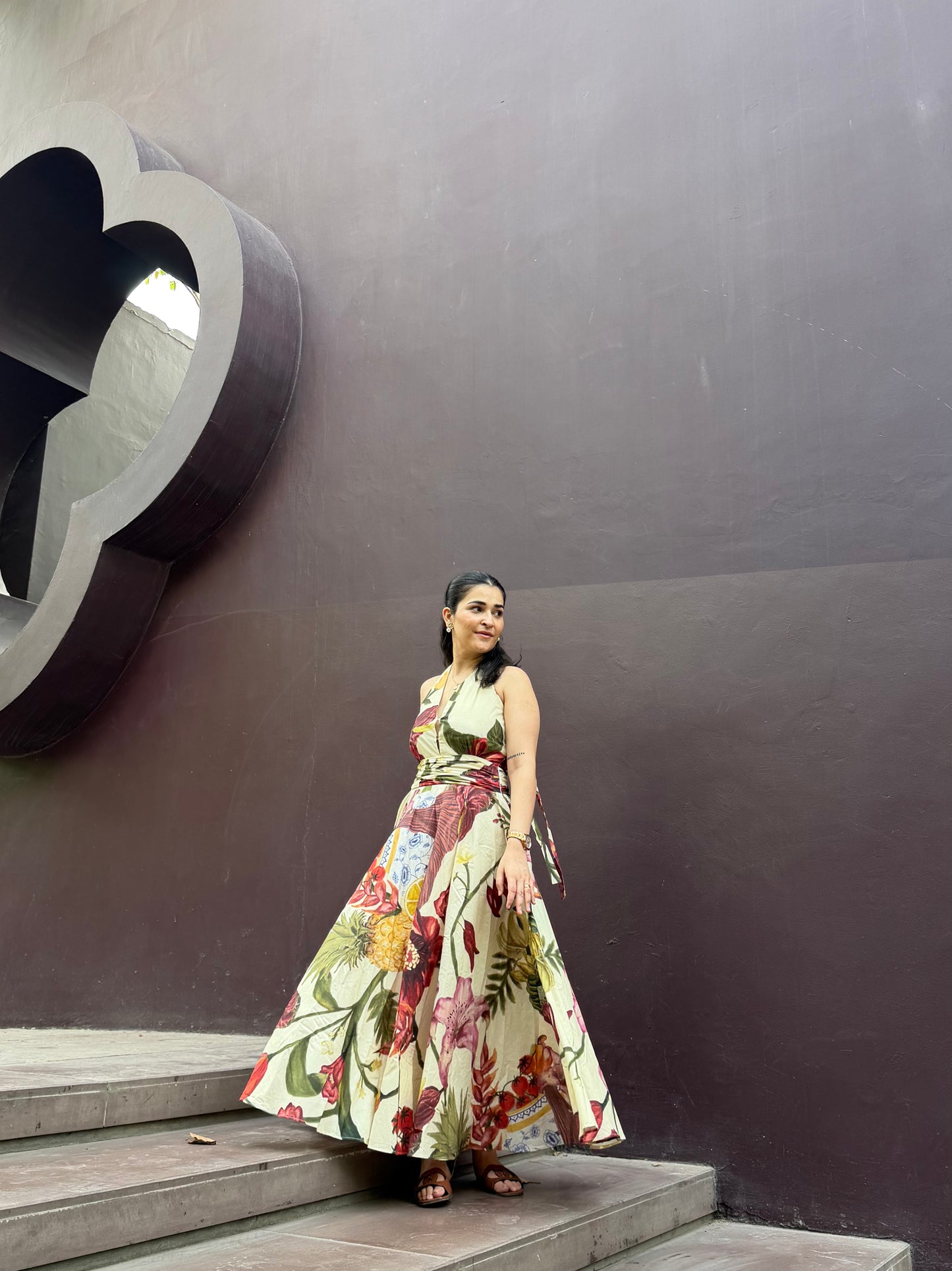 Selvara Dress in Sol Garden print (Sandstone)