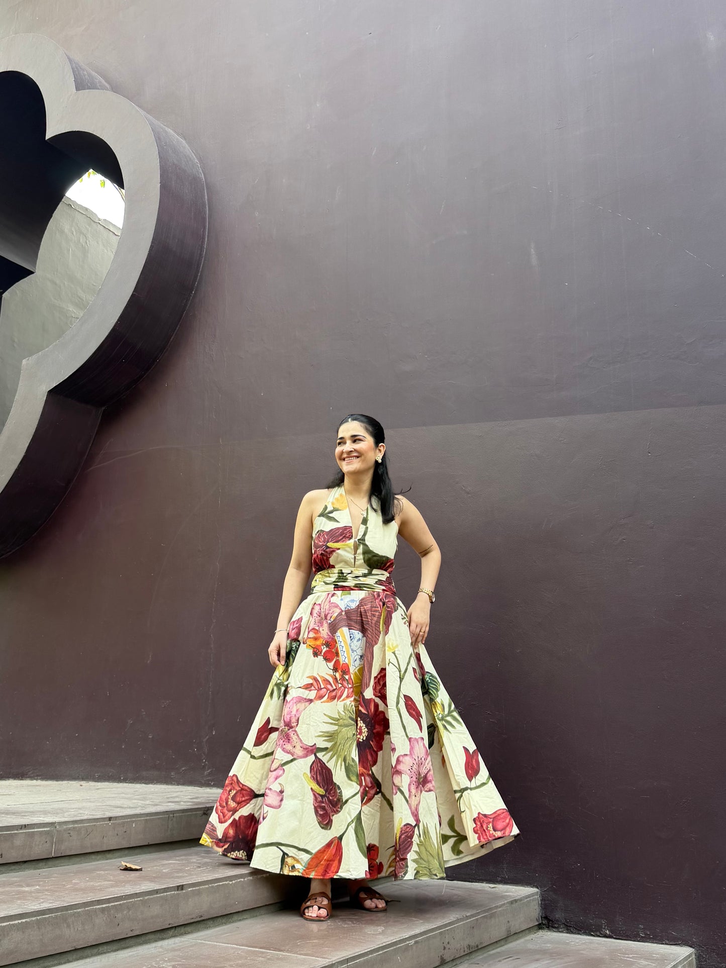 Selvara Dress in Sol Garden print (Sandstone)