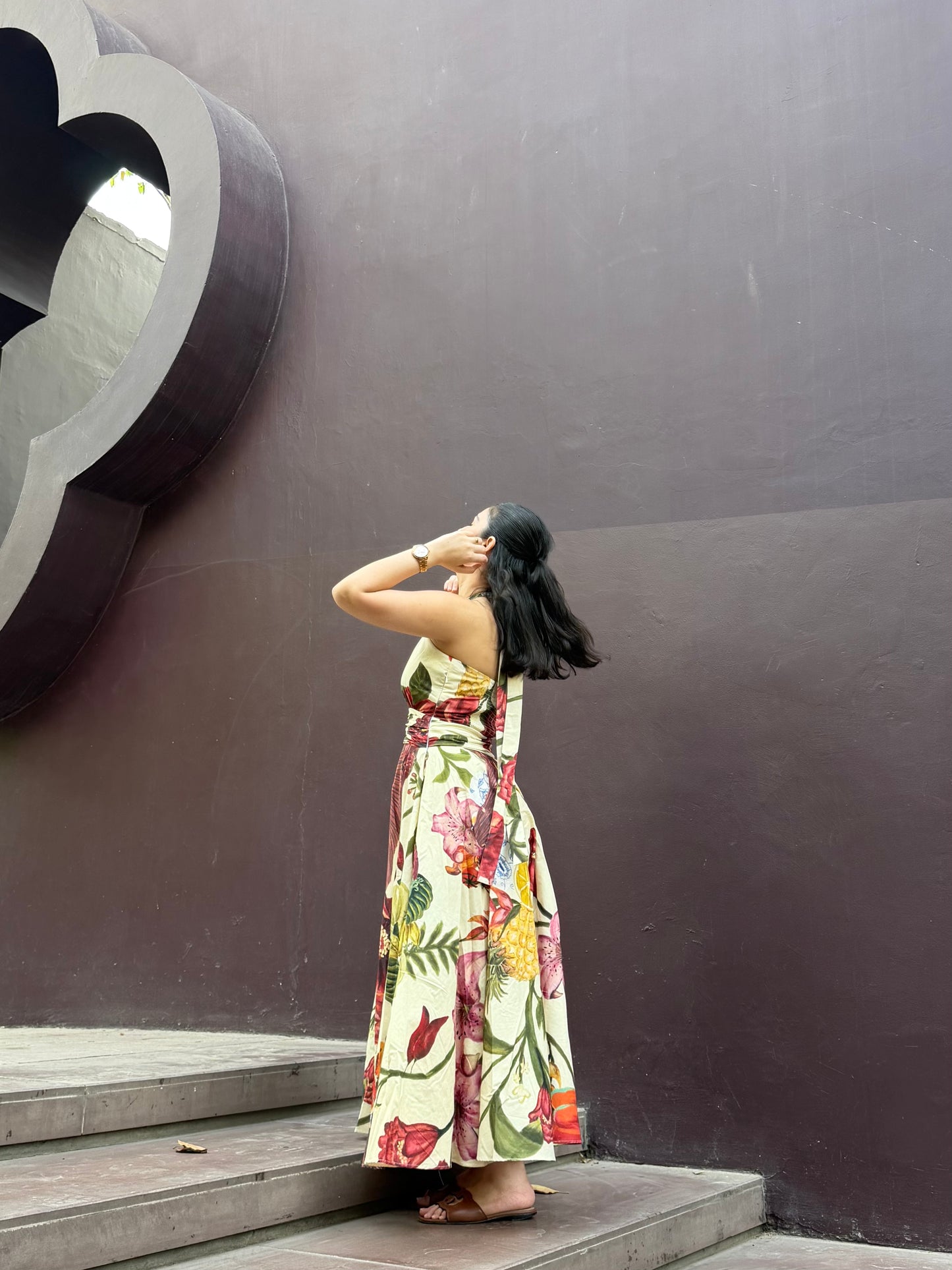 Selvara Dress in Sol Garden print (Sandstone)