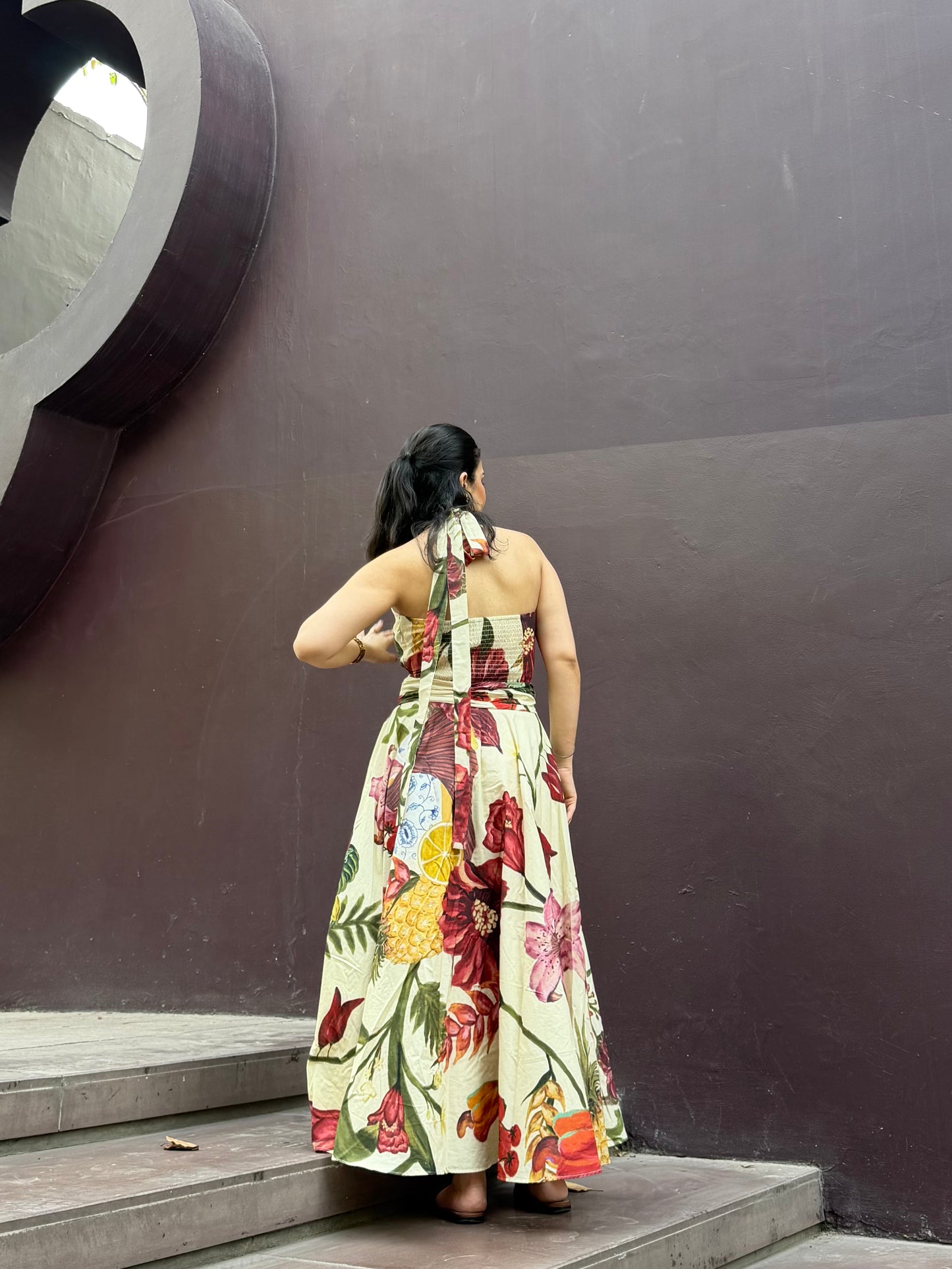 Selvara Dress in Sol Garden print (Sandstone)