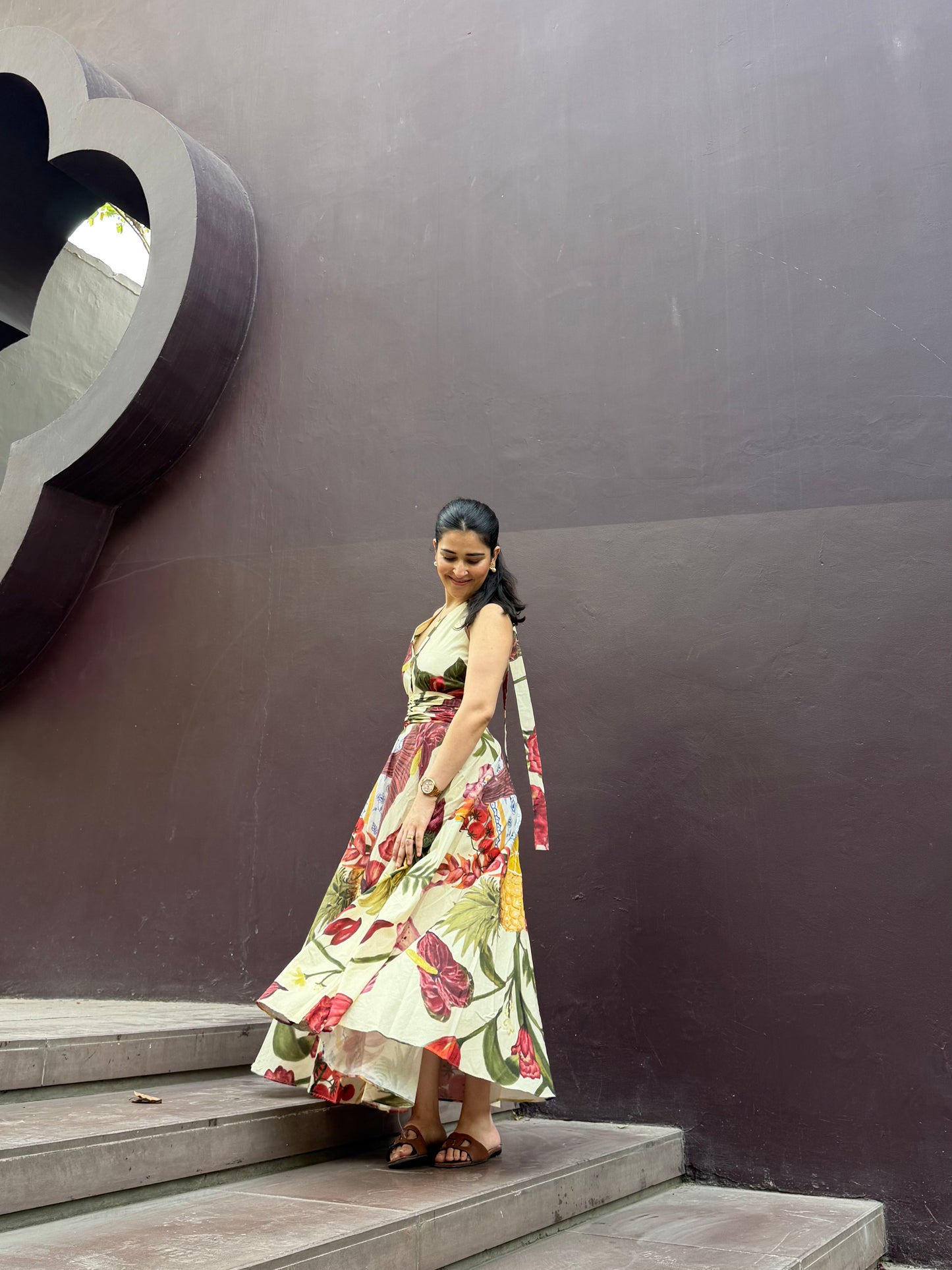 Selvara Dress in Sol Garden print (Sandstone)