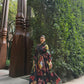 Petalia Dress in Sol Garden print (Midnight Black)