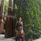 Petalia Dress in Sol Garden print (Midnight Black)