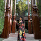 Petalia Dress in Sol Garden print (Midnight Black)