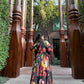 Petalia Dress in Sol Garden print (Midnight Black)