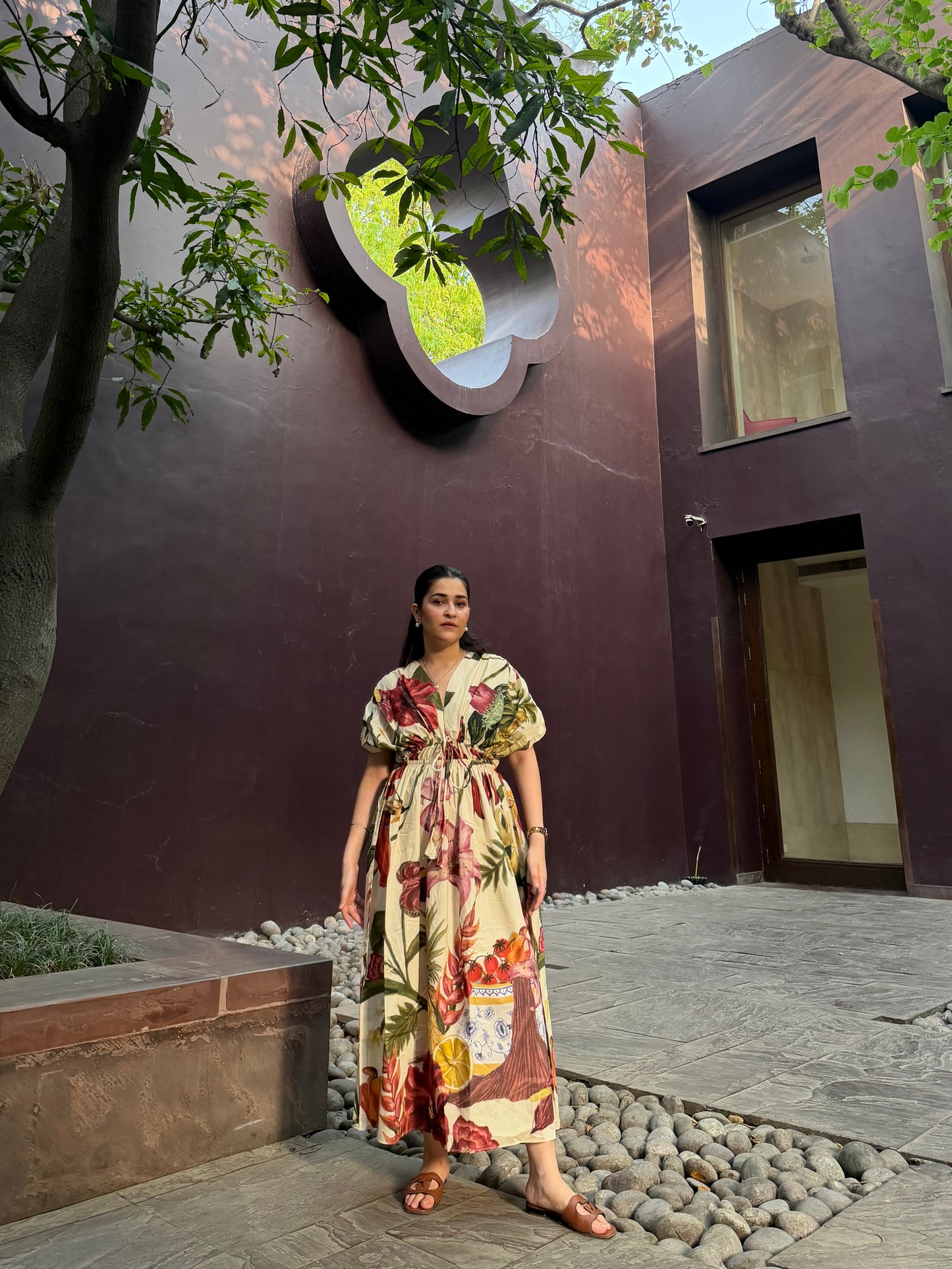 Nirvana Dress in Sol Garden print (Sandstone)