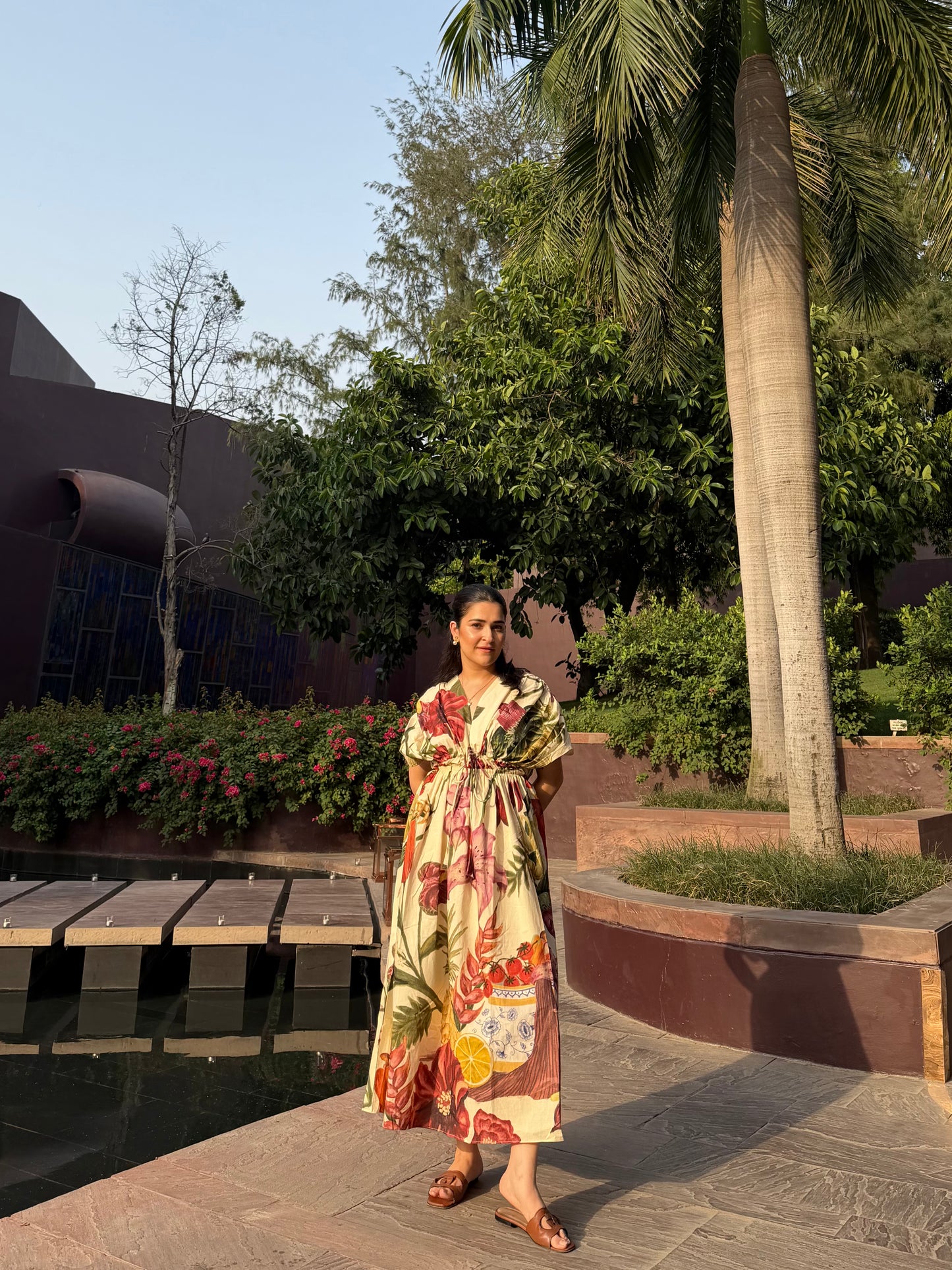 Nirvana Dress in Sol Garden print (Sandstone)