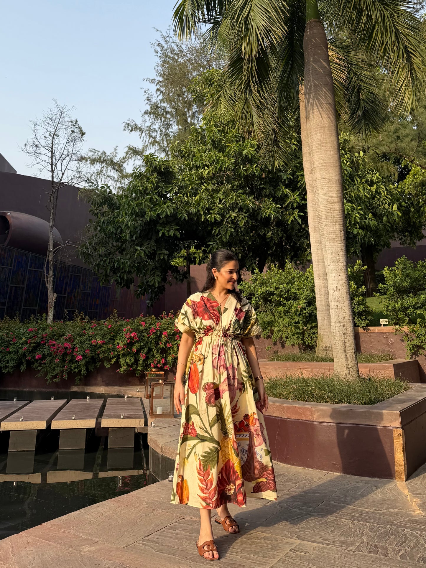 Nirvana Dress in Sol Garden print (Sandstone)