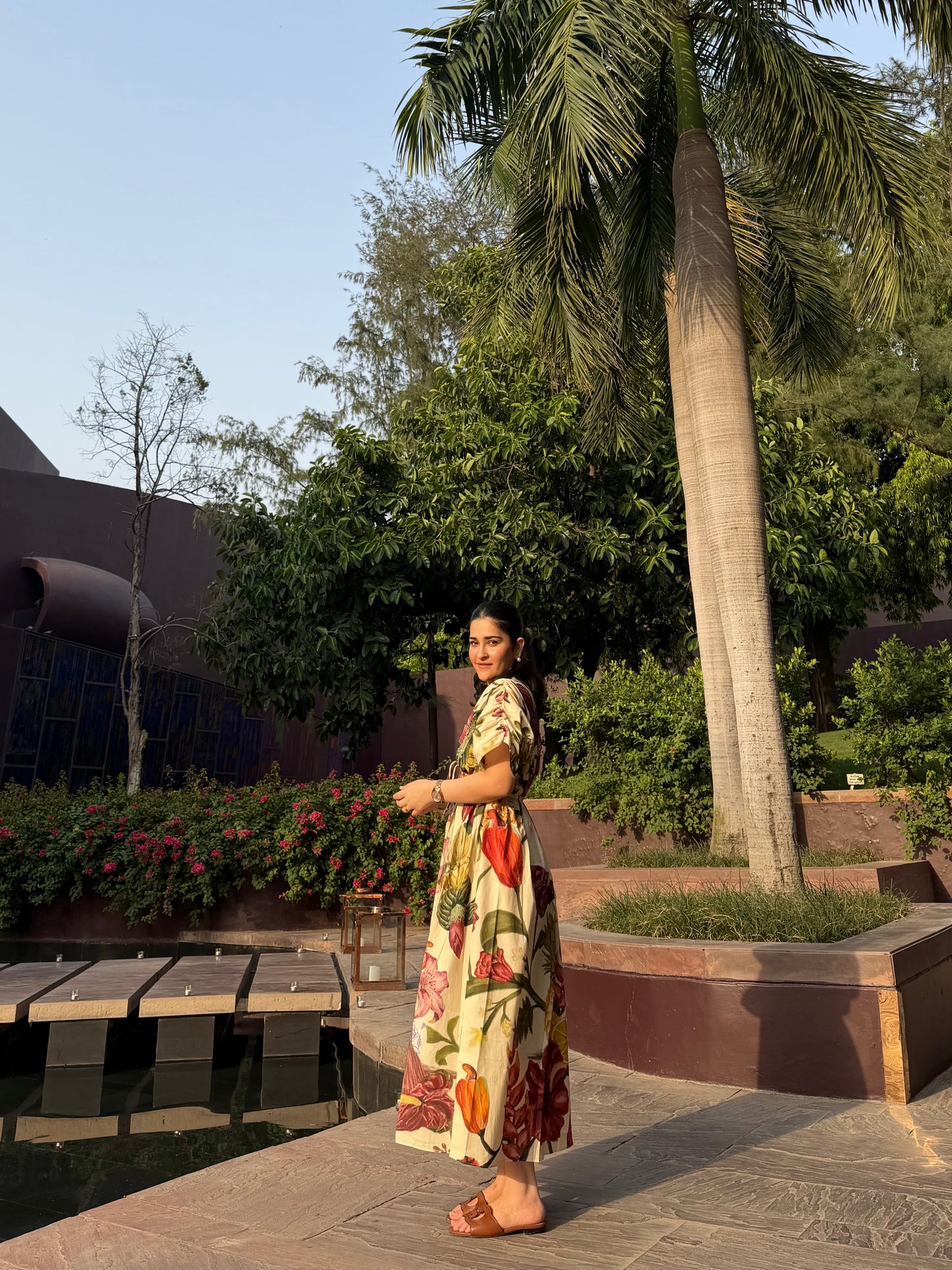 Nirvana Dress in Sol Garden print (Sandstone)