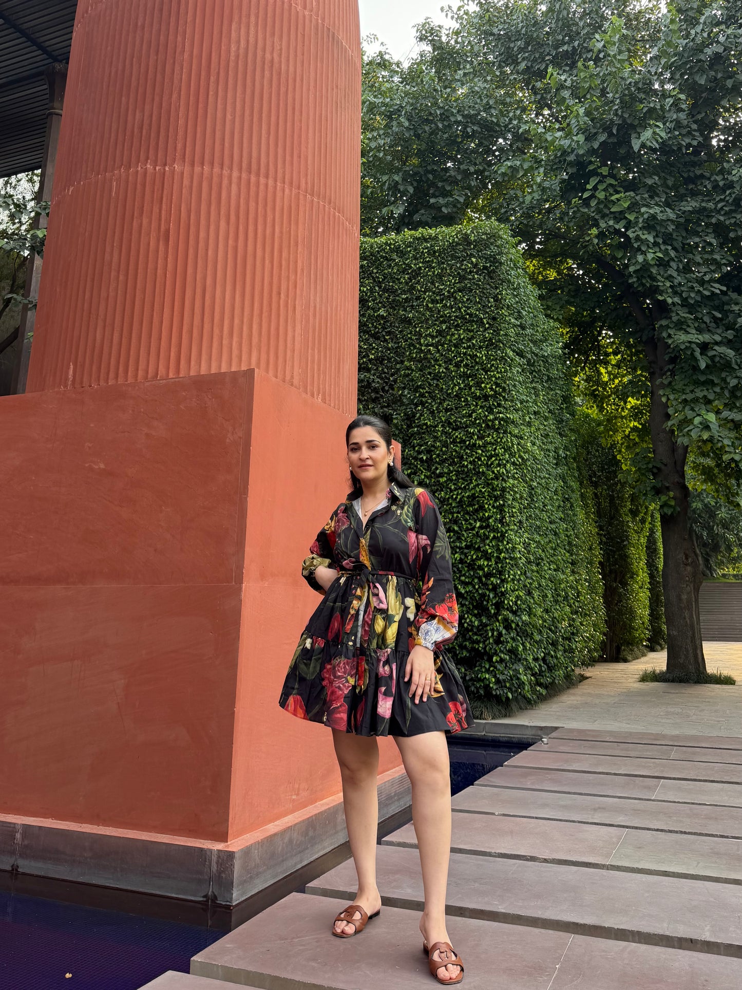 Jardin Dress in Sol Garden print (Midnight Black)