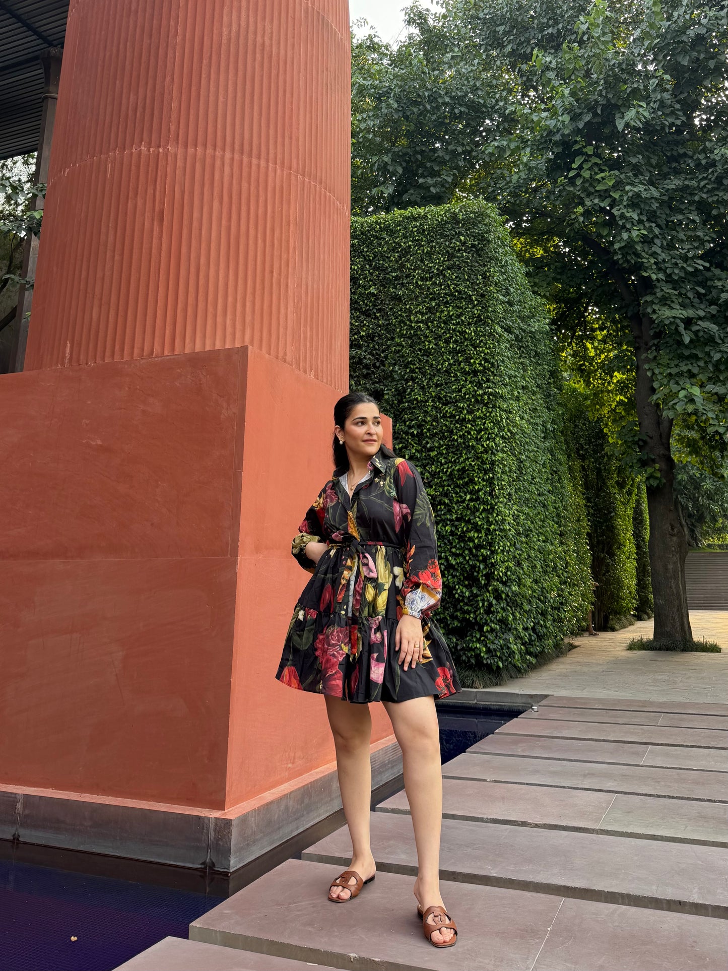 Jardin Dress in Sol Garden print (Midnight Black)