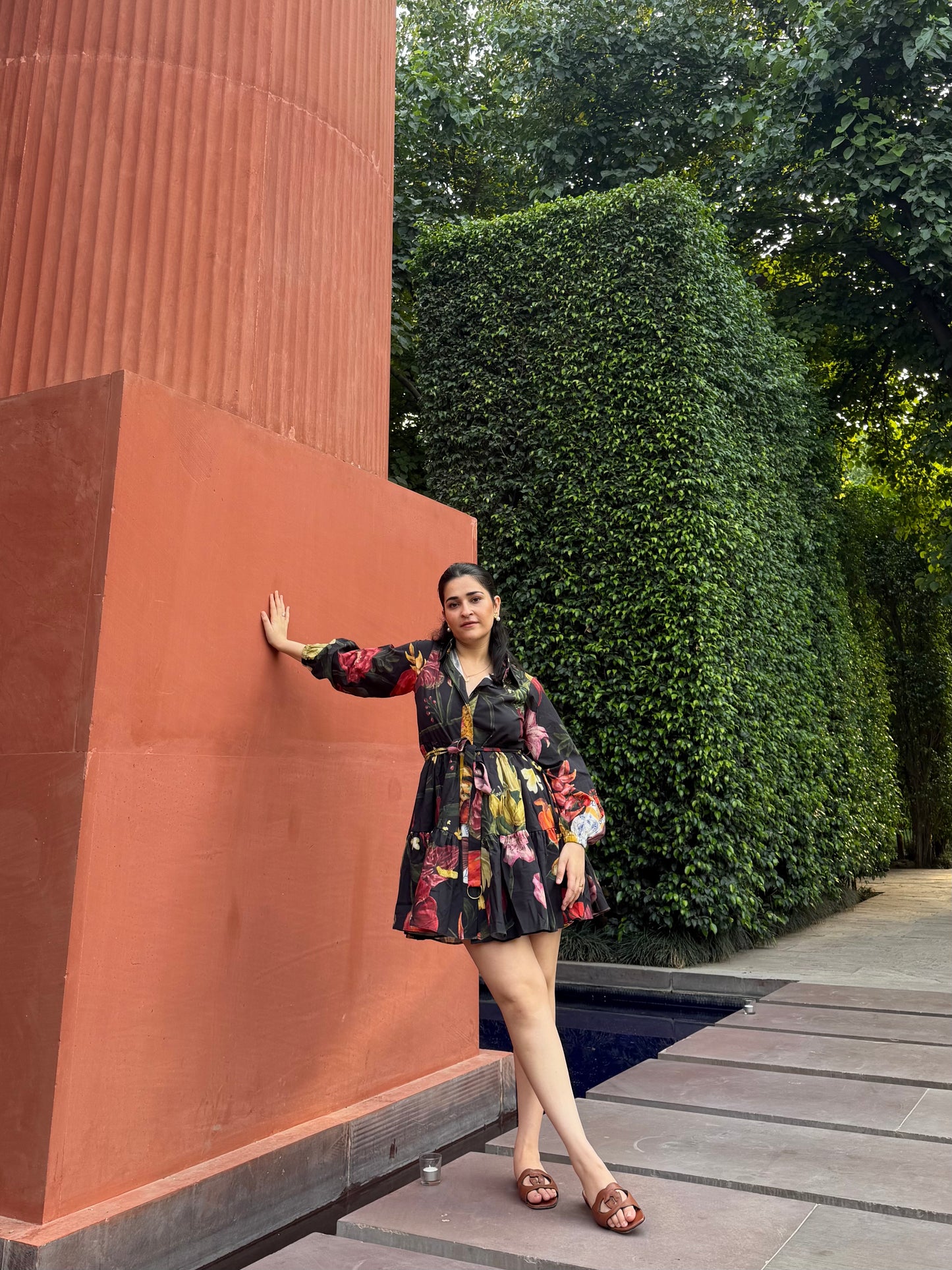 Jardin Dress in Sol Garden print (Midnight Black)
