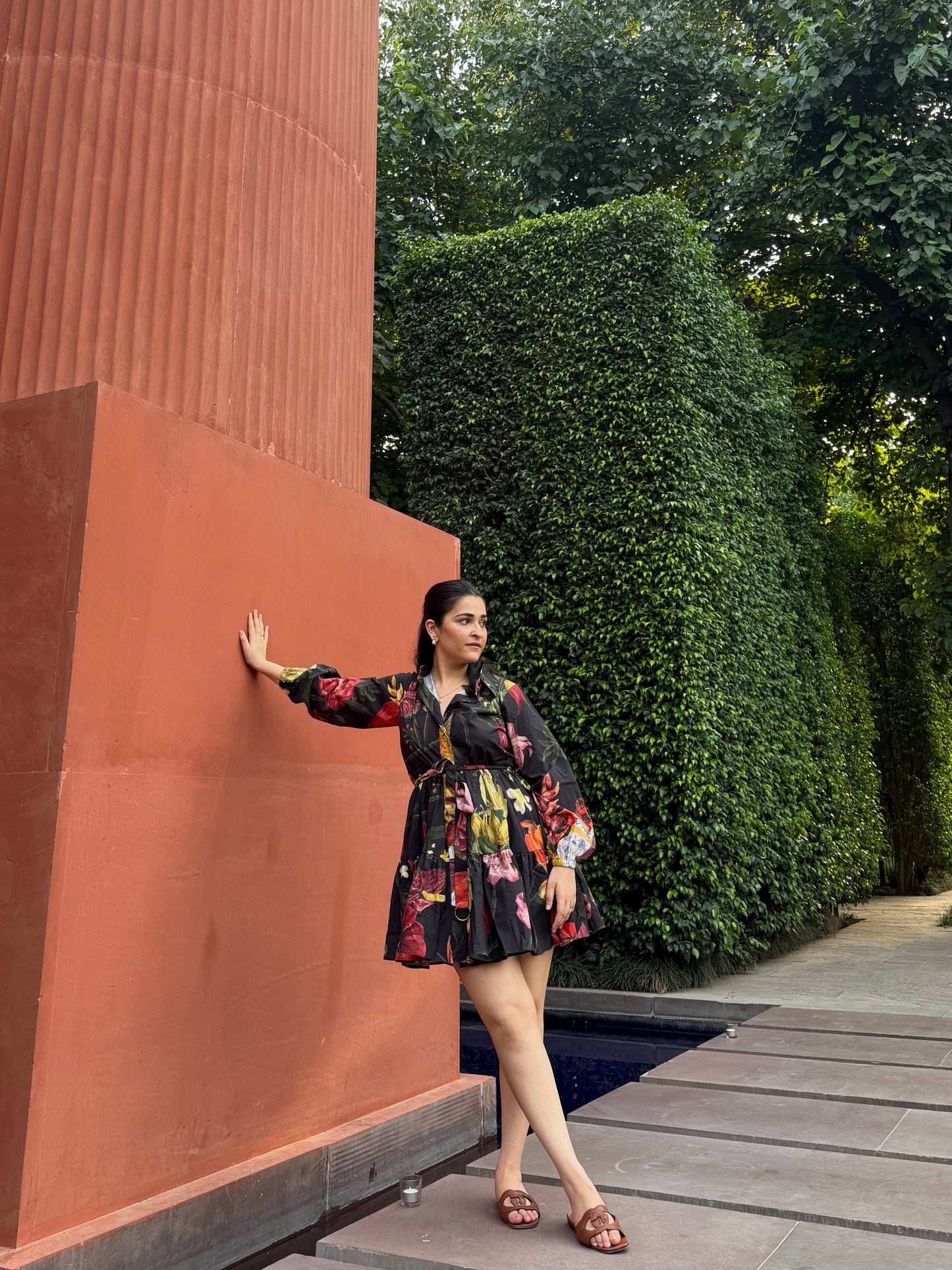 Jardin Dress in Sol Garden print (Midnight Black)