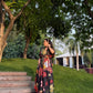 Nirvana Dress in Sol Garden print (Midnight Black)