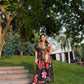 Nirvana Dress in Sol Garden print (Midnight Black)