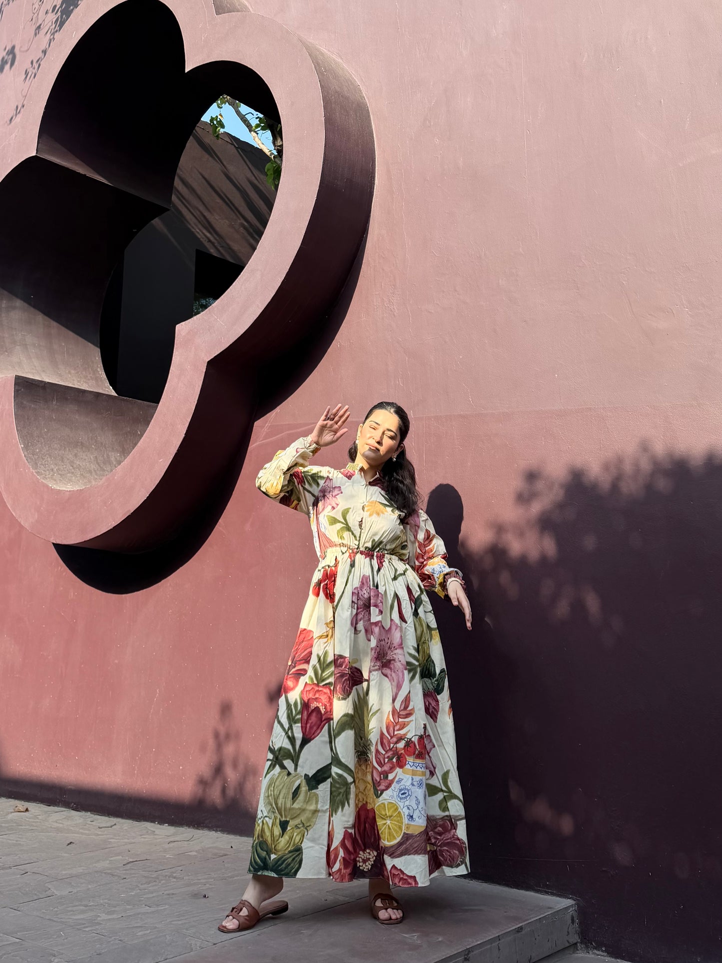 Petalia Dress in Sol Garden print (Sandstone)