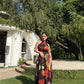 Rosalia Dress in Sol Garden print (Midnight Black)